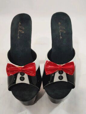 Ellie Platform 6 inch Stiletto Heels Black White Red Women's Size 7 New In Box